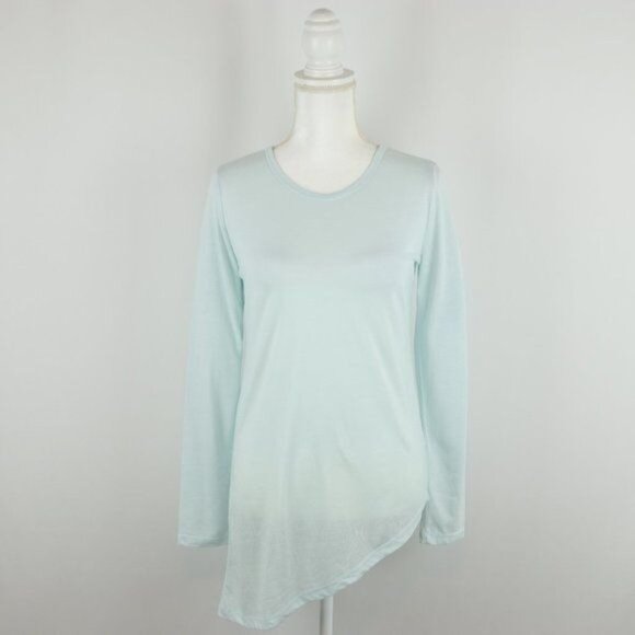 Carve Designs Women's Small Blue Green Burnout Asymmetric Hem Long Sleeve Tee - Picture 1 of 7